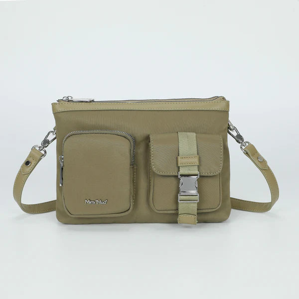 BORSA TRACOLLA A 2 BUSTE IN NYLON CON TASCHE