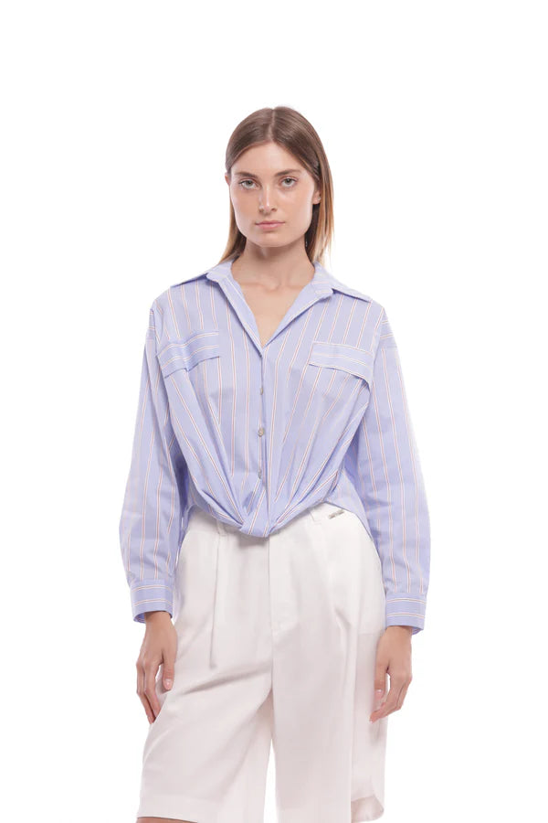 CAMICIA IN COTONE A RIGHE CON NODO