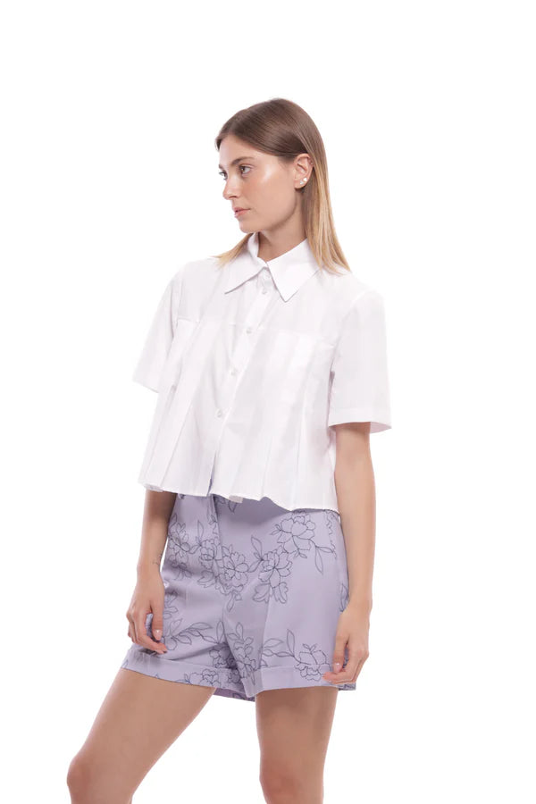 CAMICIA CROPPED CON DETTAGLI PLISSE