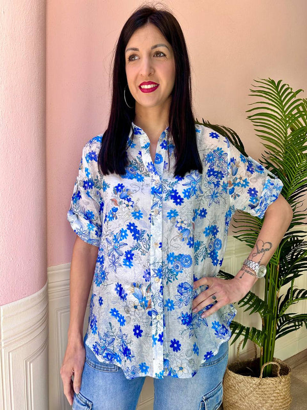 Camicia blooming blu floral
